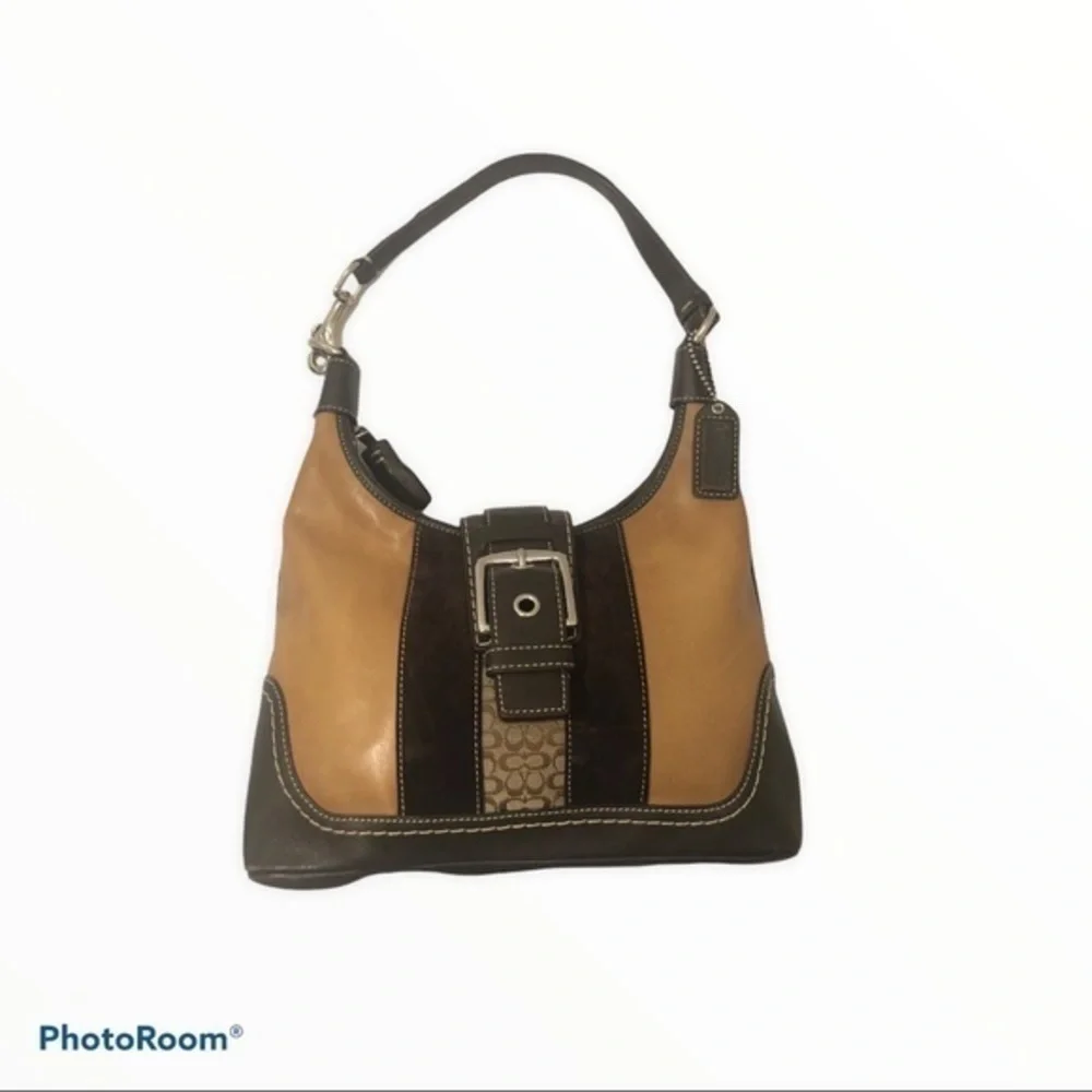 Coach vintage y2k f11344 brown tan multi textured soho hamptons hobo bag - Picture 5 of 15